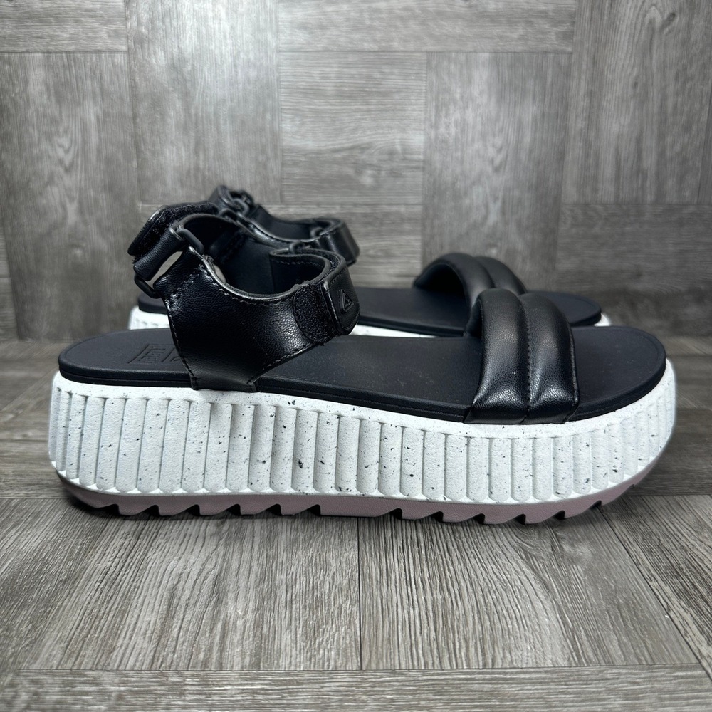 Reef Sandal Vista Higher Raya Women 10 Black Platform Padded Strap NEW B-25